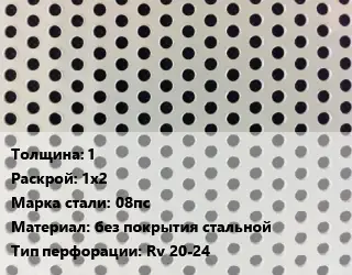 Лист перфорированный 1 1х2 Марка: 08пс без покрытия стальной Rv 20-24